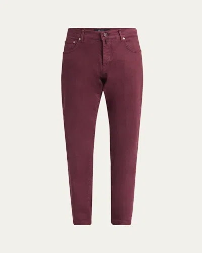 Kiton Men's Cotton Stretch Slim Five-pocket Pants In Red