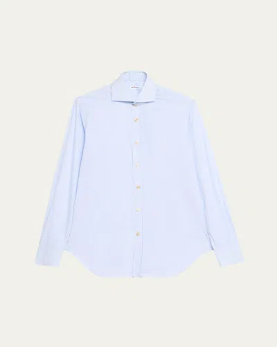 Kiton Men's Cotton Stripe Sport Shirt In Blu