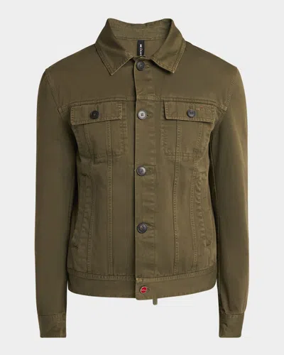 Kiton Men's Cotton Trucker Jacket In Green