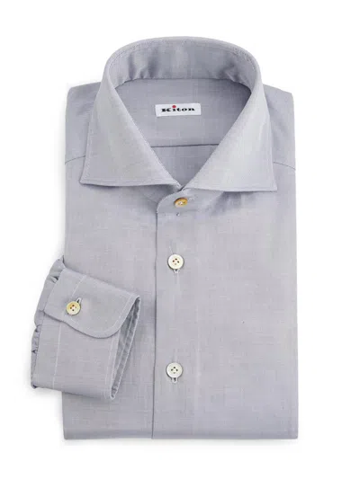 Kiton Men's Cotton Twill Shirt In Blue