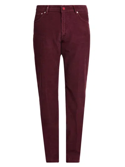 Kiton Men's Cotton-blend Corduroy Slim-fit Trousers In Brown