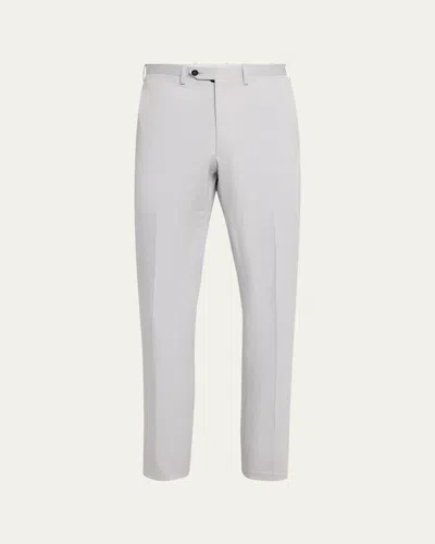 Kiton Men's Cotton-cashmere Twill Trousers In Gray