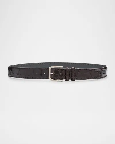 Kiton Men's Crocodile Leather Belt In Brwn
