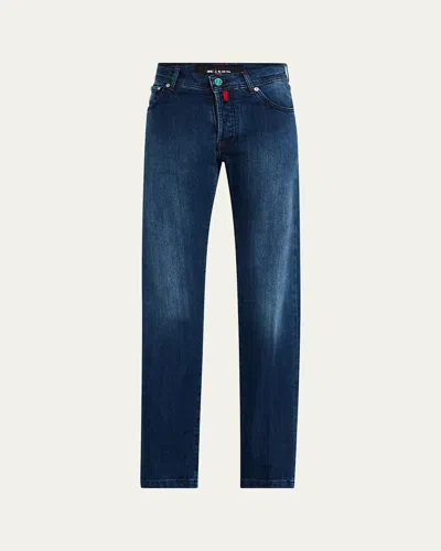 KITON MEN'S DARK-WASH DENIM JEANS