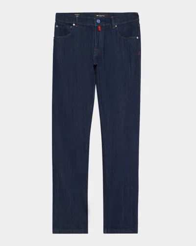 Kiton Men's Dark Wash Straight-fit Jeans In Blue
