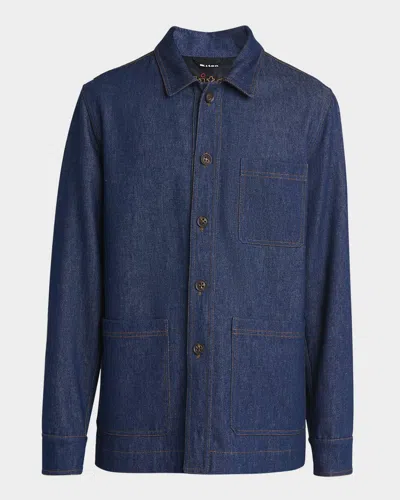 Kiton Men's Denim Workshirt In Blu