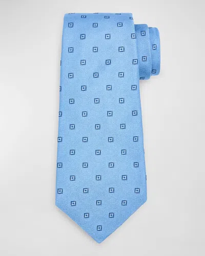 Kiton Men's Diamond Patterned Tie, Blue
