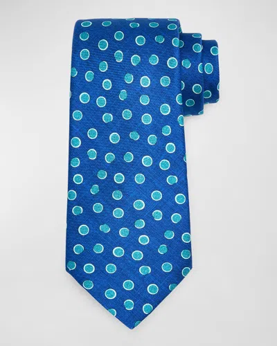Kiton Men's Dot-print Tie In Blue