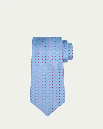 Kiton Men's Dots Silk Sevenfold Tie In Blue