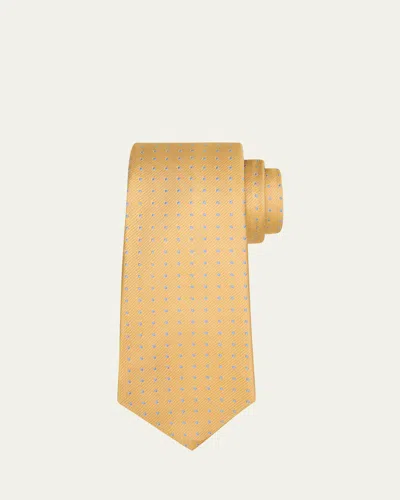Kiton Men's Dots Silk Sevenfold Tie In Blue