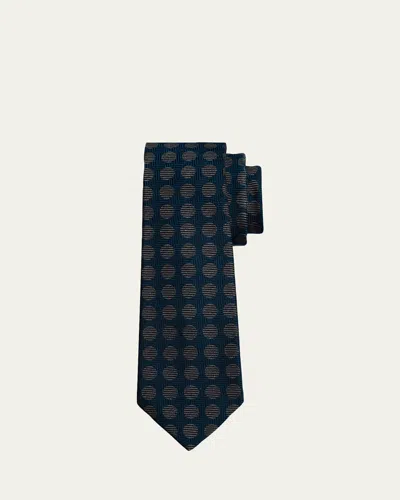 Kiton Men's Dots Silk Sevenfold Tie In Grey