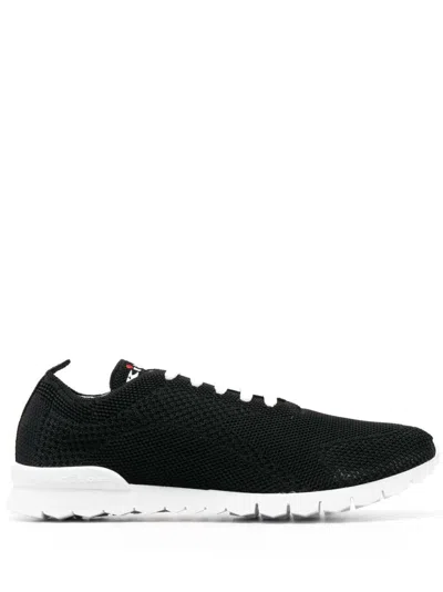 Kiton Men Embroidered Sneakers In Black