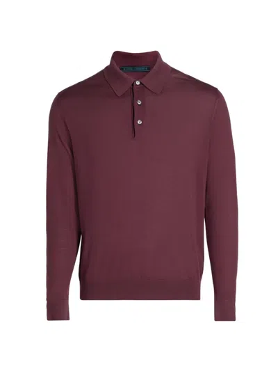 Kiton Men's Fine Cashmere Long-sleeve Polo Shirt In Purple