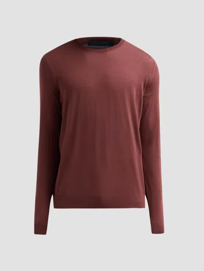 Kiton Men's Fine-gauge Wool Knit Crewneck Sweater In Burgundy