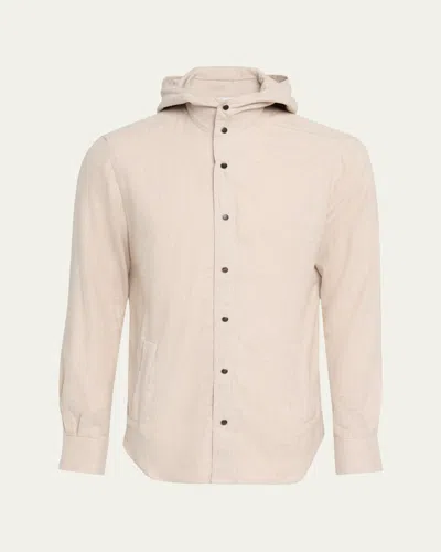 Kiton Men's Flannel Snap-front Hooded Overshirt In Animal Print