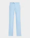 Kiton Men's Flat-front Twill Pants In Lt Blu