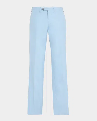 Kiton Men's Flat-front Twill Pants In Lt Blu