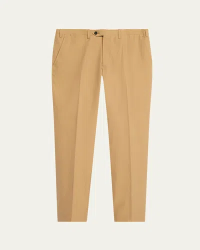 Kiton Men's Flat-front Twill Pants In Brown