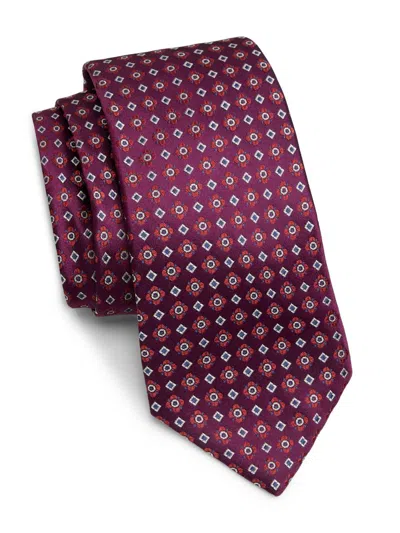 Kiton Men's Floral Geometric Silk Tie In Brown