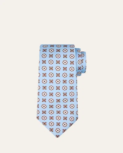 Kiton Men's Floral Medallion Silk 7-fold Tie In Blue