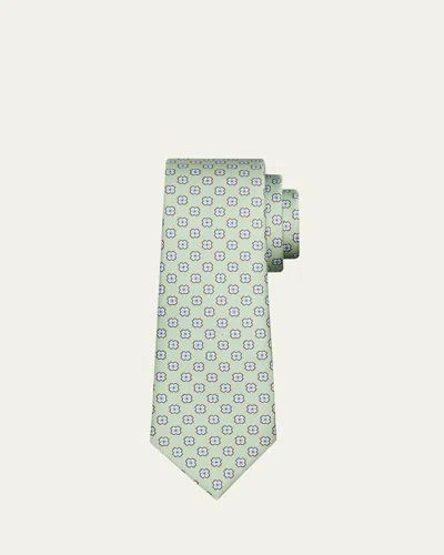 Kiton Men's Floral Medallion Silk 7-fold Tie In Pink
