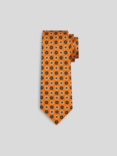 Kiton Men's Floral Medallion Silk Tie In Orange