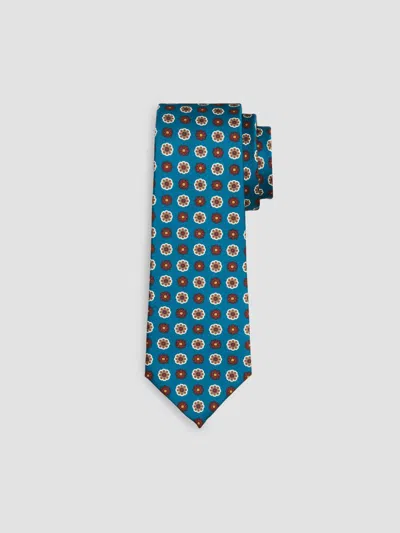 Kiton Men's Floral Medallion Silk Tie In Teal
