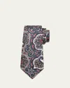 Kiton Men's Floral Paisley Silk 7-fold Tie In Gray