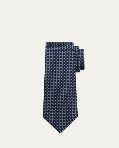 Kiton Men's Floral Silk Seven-fold Tie In Blue Multi