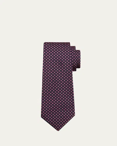 Kiton Men's Floral Silk Seven-fold Tie In Pink Multi