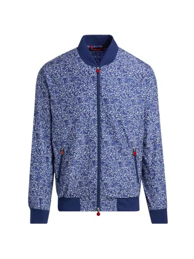 Kiton Men's Floral Swim Bomber Jacket In Blue