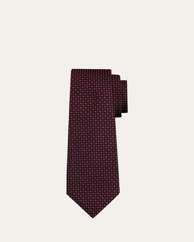 Kiton Men's Flower Silk Sevenfold Tie In Navy/maroon