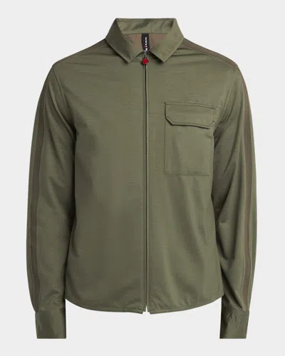 Kiton Men's Full-zip Blouson Jacket In Olive