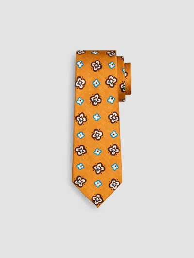 Kiton Men's Geometric Floral Silk Tie In Orange