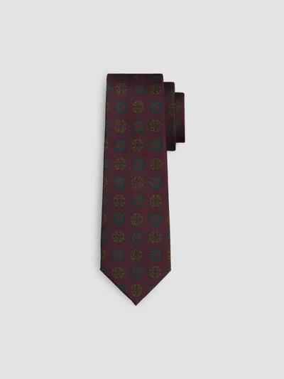 Kiton Men's Geometric Medallion Silk Tie In Dark Red