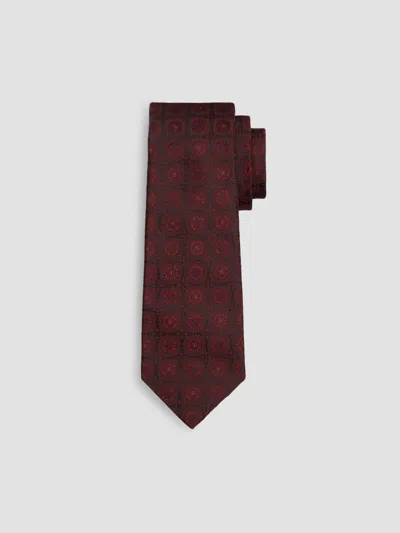 Kiton Men's Geometric Medallion Silk Tie In Dark Red