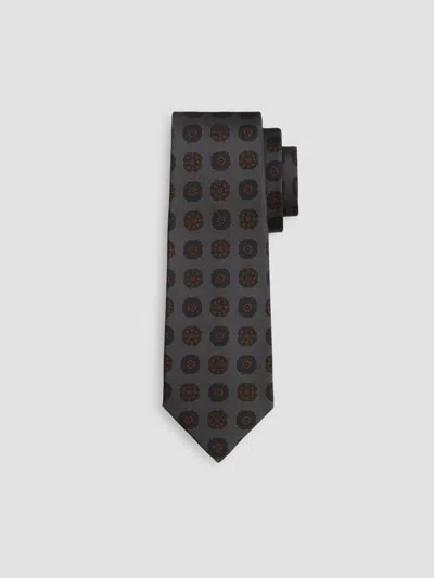 Kiton Men's Geometric Medallion Silk Tie In Grey