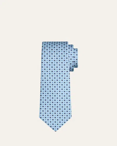 Kiton Men's Geometric Silk Sevenfold Tie In Light Blue