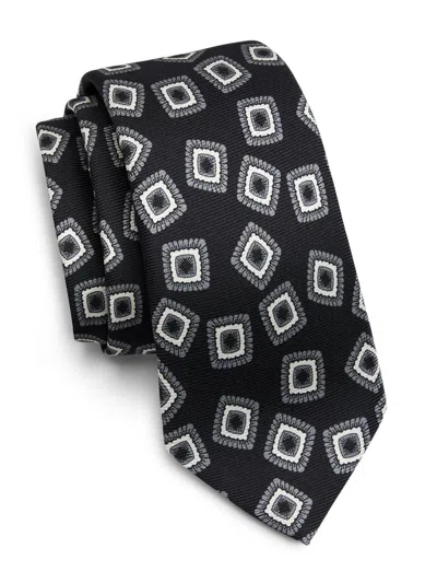 Kiton Men's Geometric Silk Tie In Black