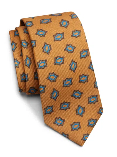 Kiton Men's Geometric Silk Tie In Orange