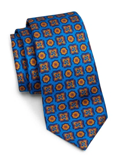 Kiton Men's Geometric Silk Tie In Blue