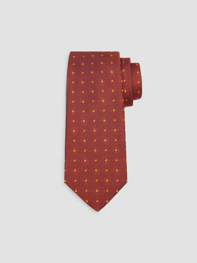 Kiton Men's Geometric Woven Silk Tie In Orange