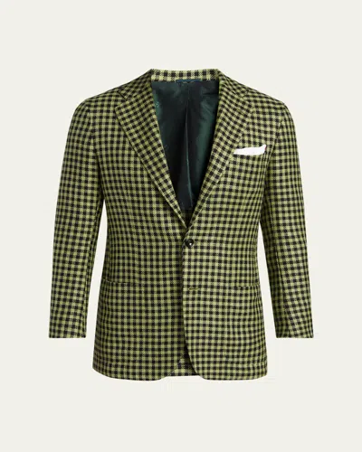 Kiton Men's Gingham Check Single-breasted Sport Coat In Green