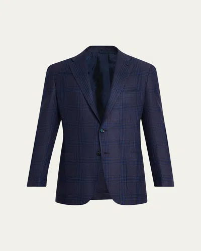 Kiton Men's Glen Plaid Cashmere Sport Coat In Blue