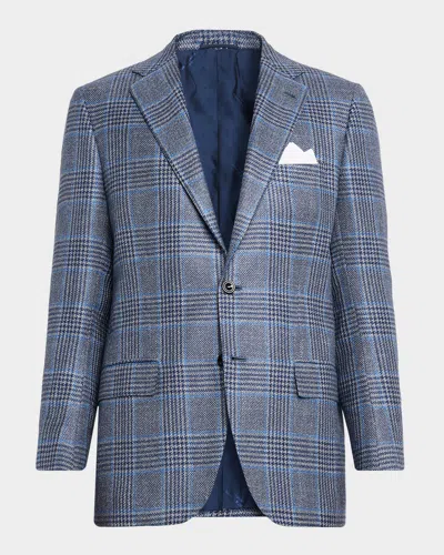 Kiton Men's Glen Plaid Single-breasted Sport Coat In Blue