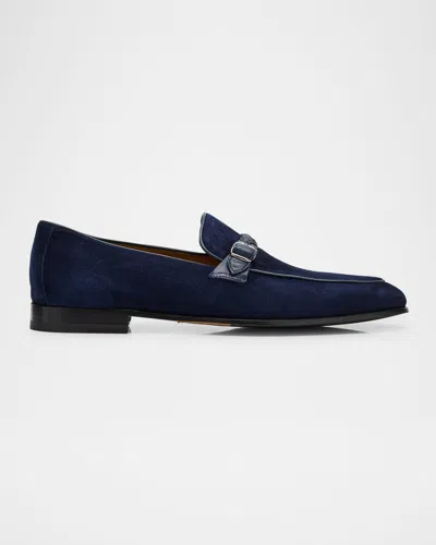 Kiton Men's Goatskin Loafers In Dk Blu