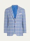 Kiton Men's Wool-cashmere Check Sport Coat In Blu