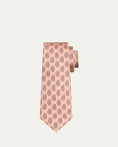 Kiton Men's Graphic Paisley Silk 7-fold Tie In Pink