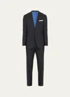 Kiton Men's Grid Check Wool Suit In Dk Gry Mult