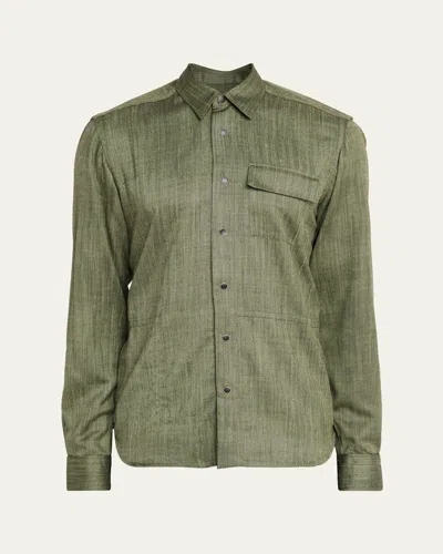 Kiton Men's Herringbone Cashmere And Wool Snap-front Overshirt In Multi